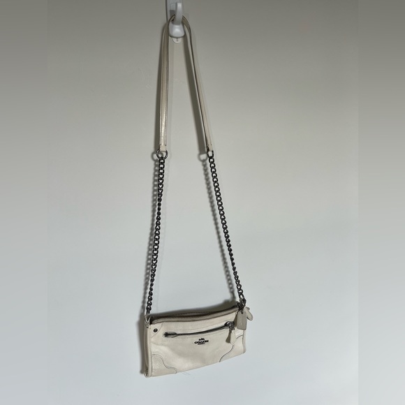 Coach Mickie Leather White Crossbody Chain Mini Purse Small Handbag Off White - Picture 11 of 13